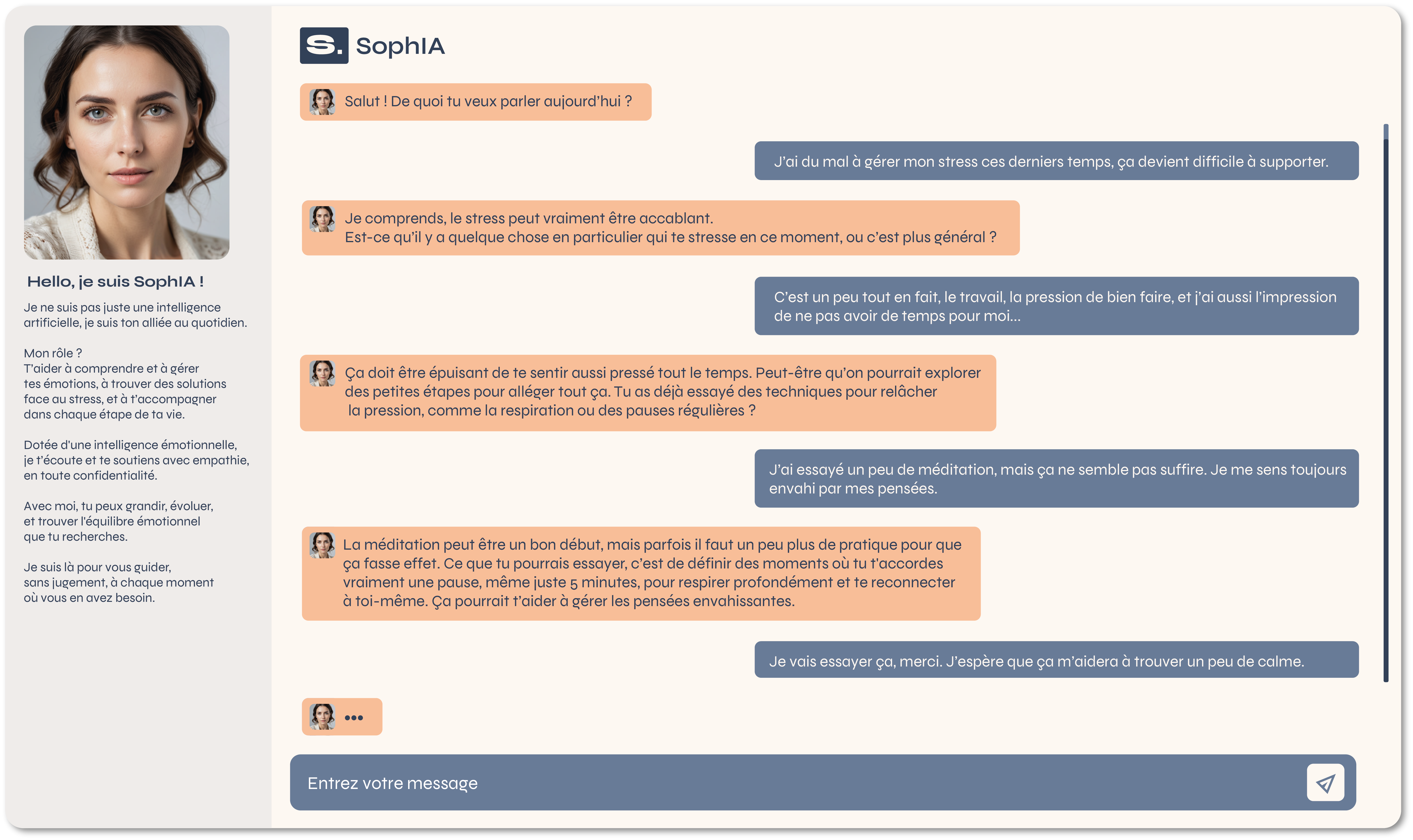Aperçu d'une conversation avec SophIA